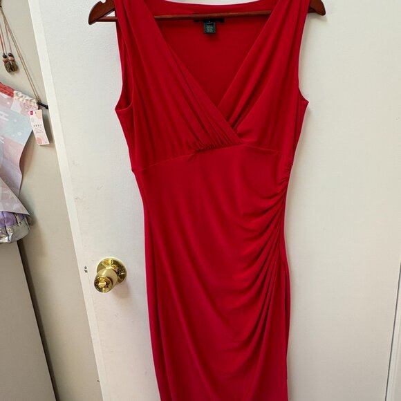 Ralph Lauren Red Faux-Wrap Medi Dress • Size 6 cl - Picture 4 of 4
